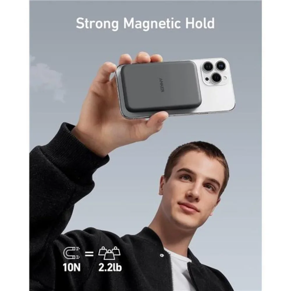 Magnetic Portable Charger, 5,000mAh Wireless Portable Charger with USB-C Cable